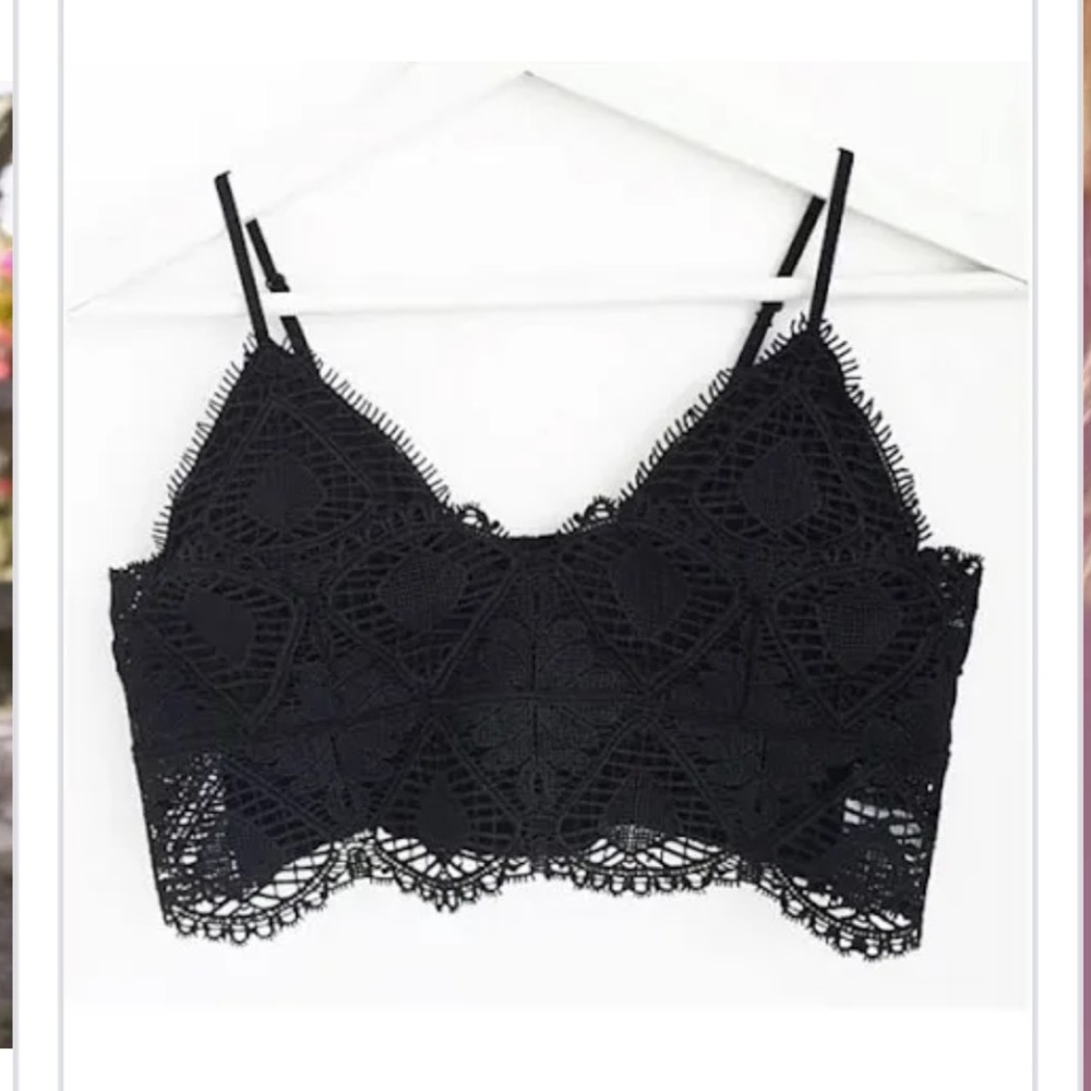 Wishlist black lace crochet bralette
